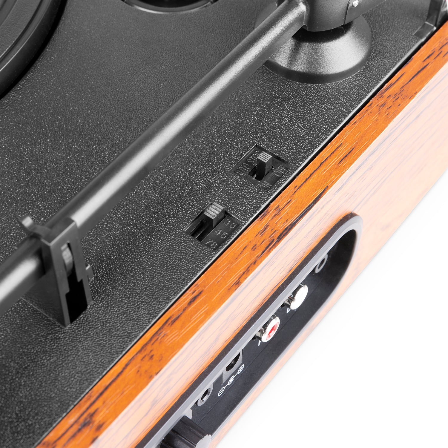 RP170L RECORD PLAYER WITH RECORD STORAGE CASE WOOD