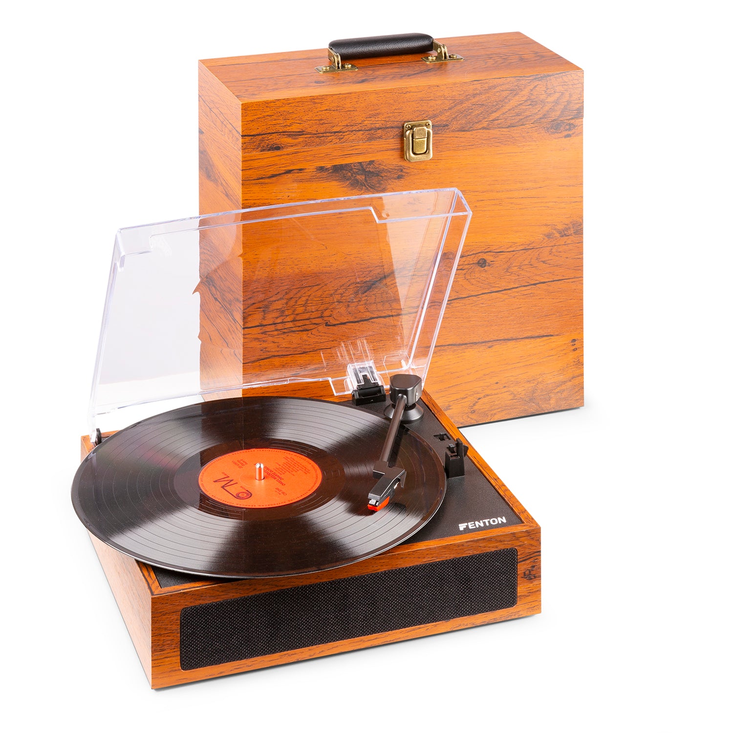 RP170L RECORD PLAYER WITH RECORD STORAGE CASE WOOD