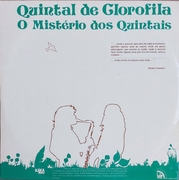 Album cover with text 'Quintal de Glorofila' and 'O Mistério dos Quintais' on a light gray background.