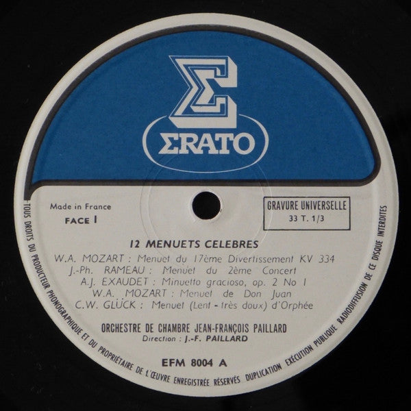 J.B.Lully, J.S.Bach, C.W.Gluck, L.Boccherini, W.A.Mozart - Douze Menuets Celebres