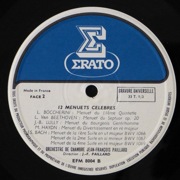 J.B.Lully, J.S.Bach, C.W.Gluck, L.Boccherini, W.A.Mozart - Douze Menuets Celebres